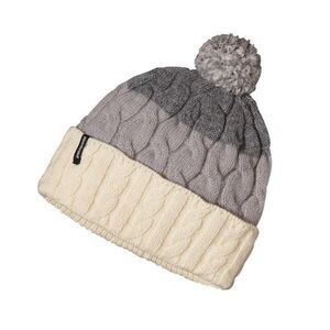 Patagonia women’s Cozy Gray and Cream wool Pom-Pom Beanie
